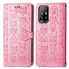 Custodia Portafoglio In Pelle Fantasia Modello Cover con Supporto S03D per Oppo A94 5G Rosa