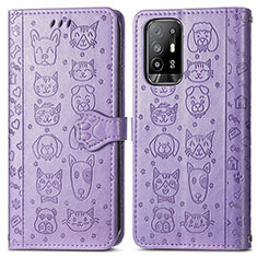 Custodia Portafoglio In Pelle Fantasia Modello Cover con Supporto S03D per Oppo A94 5G Viola