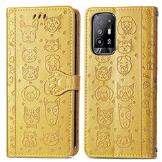 Custodia Portafoglio In Pelle Fantasia Modello Cover con Supporto S03D per Oppo A95 5G Giallo