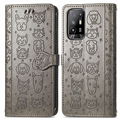 Custodia Portafoglio In Pelle Fantasia Modello Cover con Supporto S03D per Oppo A95 5G Grigio