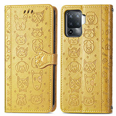 Custodia Portafoglio In Pelle Fantasia Modello Cover con Supporto S03D per Oppo F19 Pro Giallo