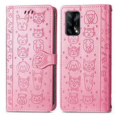 Custodia Portafoglio In Pelle Fantasia Modello Cover con Supporto S03D per Oppo F19 Rosa