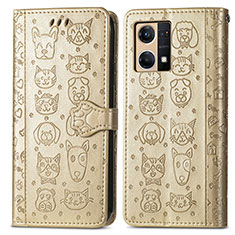 Custodia Portafoglio In Pelle Fantasia Modello Cover con Supporto S03D per Oppo F21s Pro 4G Oro