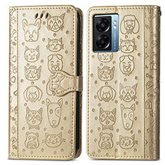 Custodia Portafoglio In Pelle Fantasia Modello Cover con Supporto S03D per Oppo K10 5G India Oro