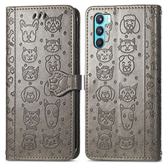 Custodia Portafoglio In Pelle Fantasia Modello Cover con Supporto S03D per Oppo K9 Pro 5G Grigio