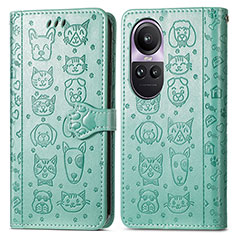 Custodia Portafoglio In Pelle Fantasia Modello Cover con Supporto S03D per Oppo Reno10 Pro 5G Verde