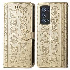 Custodia Portafoglio In Pelle Fantasia Modello Cover con Supporto S03D per Oppo Reno6 Pro+ Plus 5G Oro