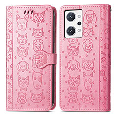 Custodia Portafoglio In Pelle Fantasia Modello Cover con Supporto S03D per Oppo Reno7 A Rosa