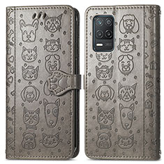 Custodia Portafoglio In Pelle Fantasia Modello Cover con Supporto S03D per Realme 8 5G Grigio