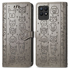 Custodia Portafoglio In Pelle Fantasia Modello Cover con Supporto S03D per Realme 8i Grigio