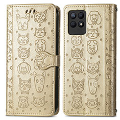 Custodia Portafoglio In Pelle Fantasia Modello Cover con Supporto S03D per Realme 8i Oro