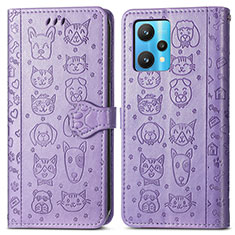 Custodia Portafoglio In Pelle Fantasia Modello Cover con Supporto S03D per Realme 9 4G Viola