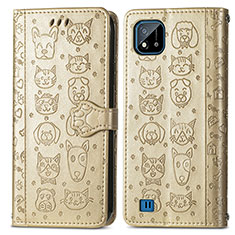 Custodia Portafoglio In Pelle Fantasia Modello Cover con Supporto S03D per Realme C20A Oro