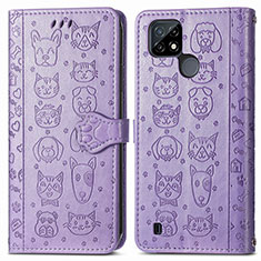 Custodia Portafoglio In Pelle Fantasia Modello Cover con Supporto S03D per Realme C21Y Viola