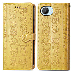 Custodia Portafoglio In Pelle Fantasia Modello Cover con Supporto S03D per Realme C30 Giallo