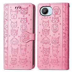 Custodia Portafoglio In Pelle Fantasia Modello Cover con Supporto S03D per Realme C30 Rosa