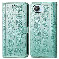 Custodia Portafoglio In Pelle Fantasia Modello Cover con Supporto S03D per Realme C30 Verde