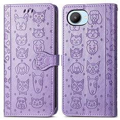 Custodia Portafoglio In Pelle Fantasia Modello Cover con Supporto S03D per Realme C30 Viola