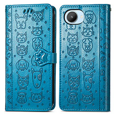 Custodia Portafoglio In Pelle Fantasia Modello Cover con Supporto S03D per Realme C30s Blu