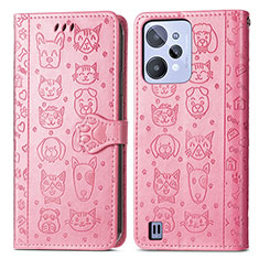 Custodia Portafoglio In Pelle Fantasia Modello Cover con Supporto S03D per Realme C31 Rosa