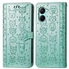 Custodia Portafoglio In Pelle Fantasia Modello Cover con Supporto S03D per Realme C33 (2023) Verde