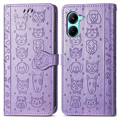 Custodia Portafoglio In Pelle Fantasia Modello Cover con Supporto S03D per Realme C33 (2023) Viola