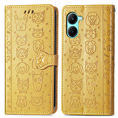 Custodia Portafoglio In Pelle Fantasia Modello Cover con Supporto S03D per Realme C33 Giallo