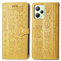 Custodia Portafoglio In Pelle Fantasia Modello Cover con Supporto S03D per Realme C35 Giallo