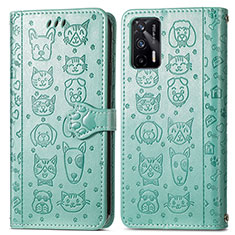 Custodia Portafoglio In Pelle Fantasia Modello Cover con Supporto S03D per Realme GT 5G Verde