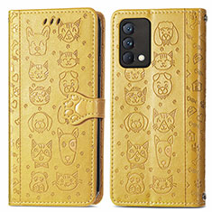 Custodia Portafoglio In Pelle Fantasia Modello Cover con Supporto S03D per Realme GT Master 5G Giallo