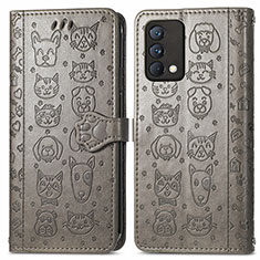 Custodia Portafoglio In Pelle Fantasia Modello Cover con Supporto S03D per Realme GT Master 5G Grigio