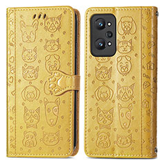 Custodia Portafoglio In Pelle Fantasia Modello Cover con Supporto S03D per Realme GT Neo 3T 5G Giallo