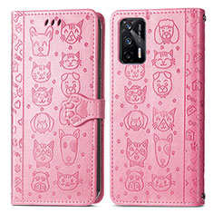 Custodia Portafoglio In Pelle Fantasia Modello Cover con Supporto S03D per Realme GT Neo 5G Rosa