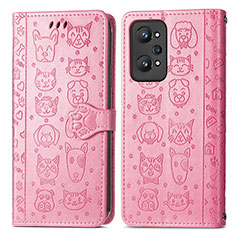 Custodia Portafoglio In Pelle Fantasia Modello Cover con Supporto S03D per Realme GT Neo2 5G Rosa