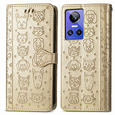 Custodia Portafoglio In Pelle Fantasia Modello Cover con Supporto S03D per Realme GT Neo3 5G Oro