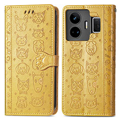 Custodia Portafoglio In Pelle Fantasia Modello Cover con Supporto S03D per Realme GT Neo5 240W 5G Giallo