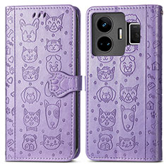 Custodia Portafoglio In Pelle Fantasia Modello Cover con Supporto S03D per Realme GT Neo5 240W 5G Viola