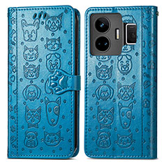 Custodia Portafoglio In Pelle Fantasia Modello Cover con Supporto S03D per Realme GT Neo5 5G Blu