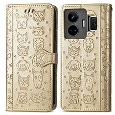 Custodia Portafoglio In Pelle Fantasia Modello Cover con Supporto S03D per Realme GT Neo5 5G Oro