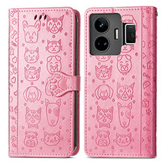 Custodia Portafoglio In Pelle Fantasia Modello Cover con Supporto S03D per Realme GT Neo5 5G Rosa