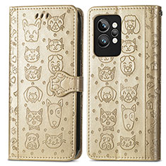 Custodia Portafoglio In Pelle Fantasia Modello Cover con Supporto S03D per Realme GT2 Pro 5G Oro