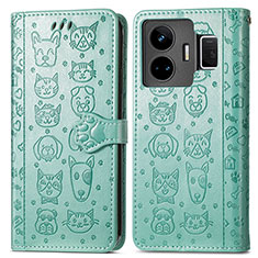 Custodia Portafoglio In Pelle Fantasia Modello Cover con Supporto S03D per Realme GT5 5G Verde