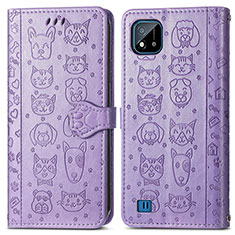 Custodia Portafoglio In Pelle Fantasia Modello Cover con Supporto S03D per Realme Narzo 50i Viola