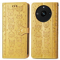 Custodia Portafoglio In Pelle Fantasia Modello Cover con Supporto S03D per Realme Narzo 60 Pro 5G Giallo