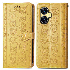 Custodia Portafoglio In Pelle Fantasia Modello Cover con Supporto S03D per Realme Narzo N55 Giallo