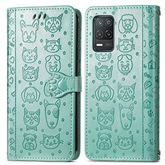 Custodia Portafoglio In Pelle Fantasia Modello Cover con Supporto S03D per Realme Q3 5G Verde