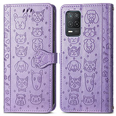 Custodia Portafoglio In Pelle Fantasia Modello Cover con Supporto S03D per Realme Q3 5G Viola