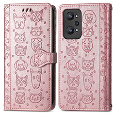 Custodia Portafoglio In Pelle Fantasia Modello Cover con Supporto S03D per Realme Q5 Pro 5G Oro Rosa