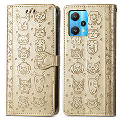 Custodia Portafoglio In Pelle Fantasia Modello Cover con Supporto S03D per Realme V25 5G Oro