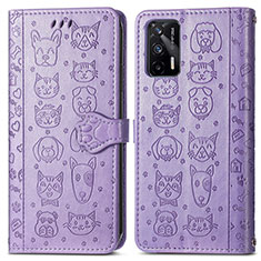 Custodia Portafoglio In Pelle Fantasia Modello Cover con Supporto S03D per Realme X7 Max 5G Viola